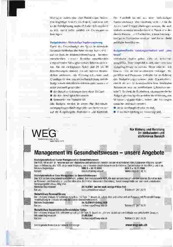 Vorschauseite 2: Leistungsorientierte Budgetierung: Ein Muss für die Zukuft