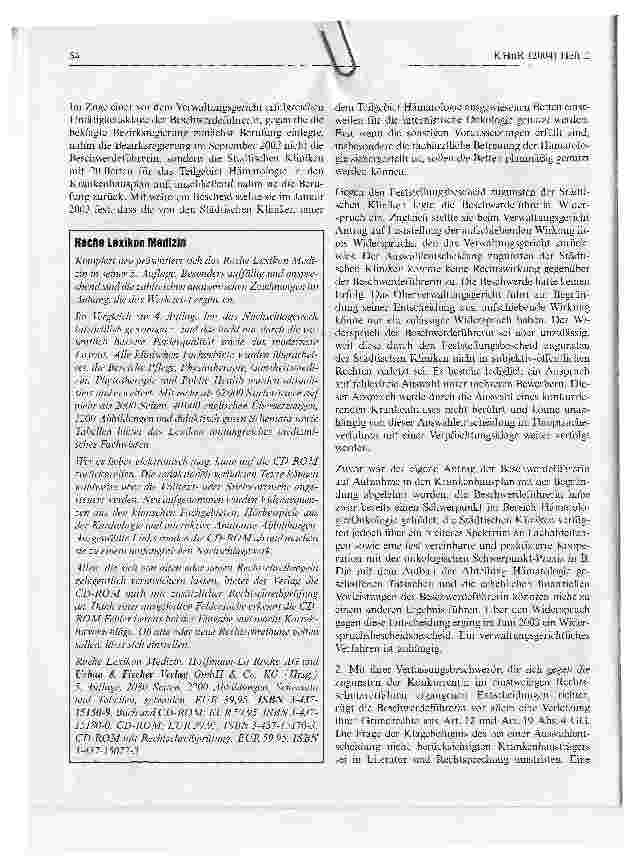 Vorschauseite 2: KrankenhausplanaufnahmeverfahrenBundesverfassungsgericht, Beschluss vom 14. Januar 2004 - 1 BVR 506/03