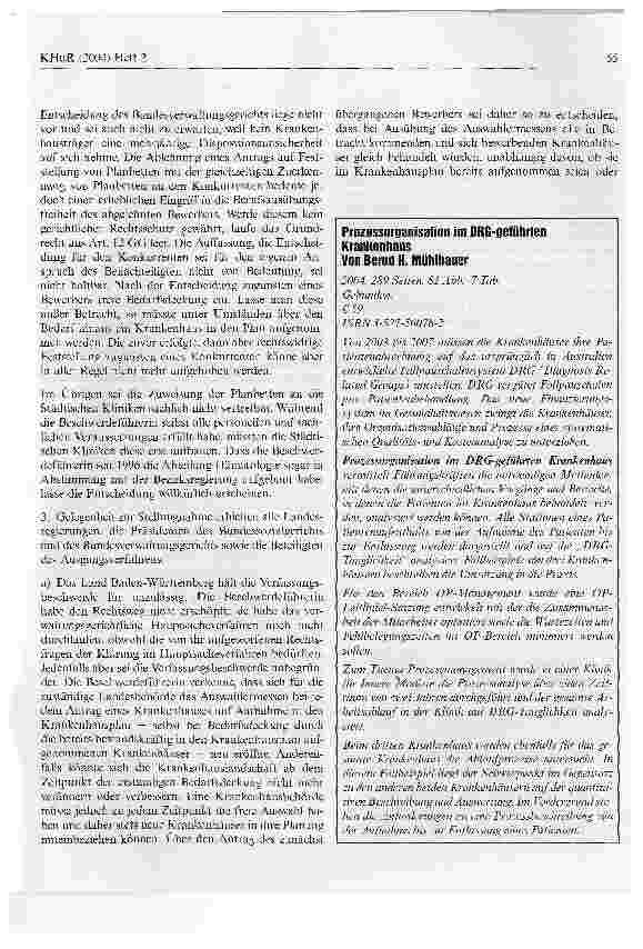 Vorschauseite 3: KrankenhausplanaufnahmeverfahrenBundesverfassungsgericht, Beschluss vom 14. Januar 2004 - 1 BVR 506/03