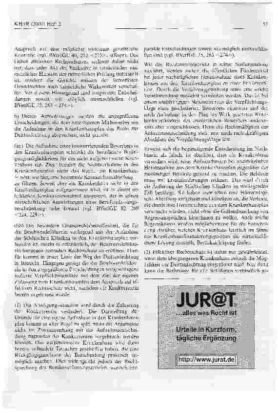 Vorschauseite 5: KrankenhausplanaufnahmeverfahrenBundesverfassungsgericht, Beschluss vom 14. Januar 2004 - 1 BVR 506/03