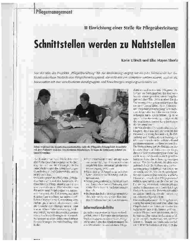 Vorschauseite 1: Schnittstellen werden zu NahtstellenEinrichtung einer Stelle für Pflegeüberleitung