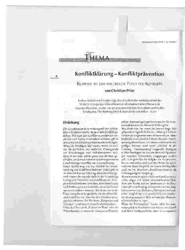 Vorschauseite 1: Konfliktklärung-KonfliktpräventionKLARHEIT IST DER NATÜRLICHE FEIND DES KONFLIKTS
