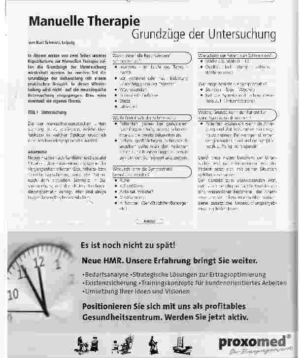 Vorschauseite 1: Manuelle Therapie Grundzüge der UntersuchungTeil 1