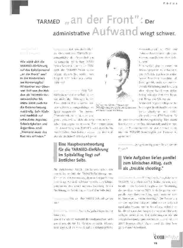 Vorschauseite 1: TARMED an der Front: Der administrative Aufwand wiegt schwer.