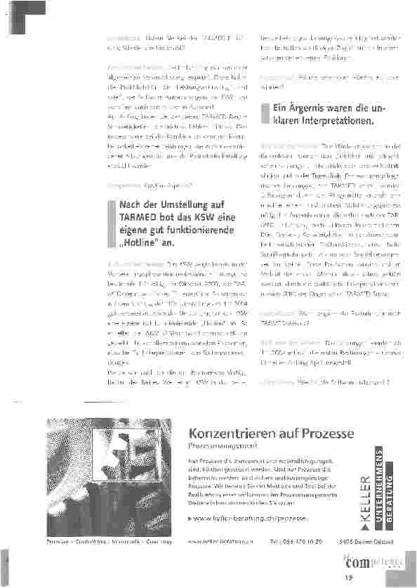 Vorschauseite 2: TARMED an der Front: Der administrative Aufwand wiegt schwer.