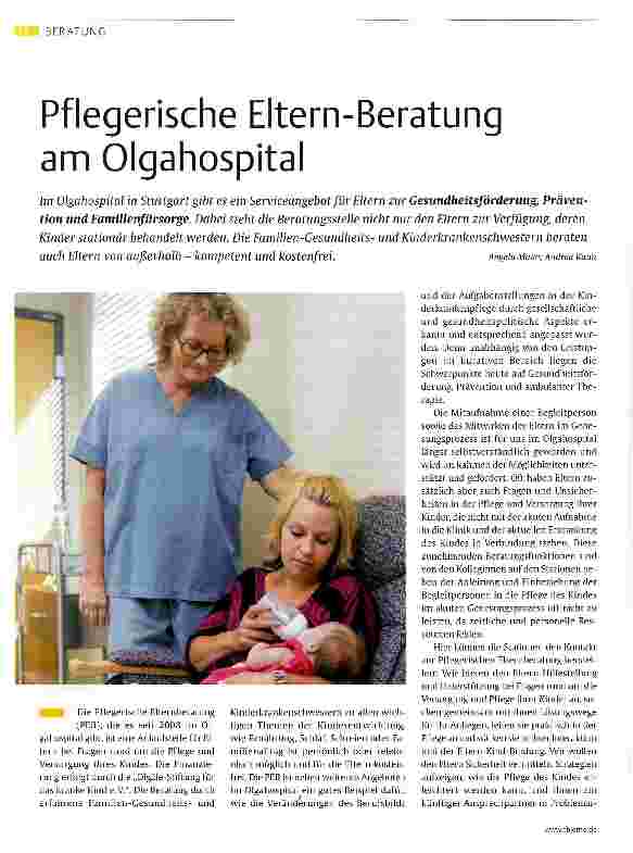 Vorschauseite 1: Pflegerische Eltern-Beratung am Olgahospital