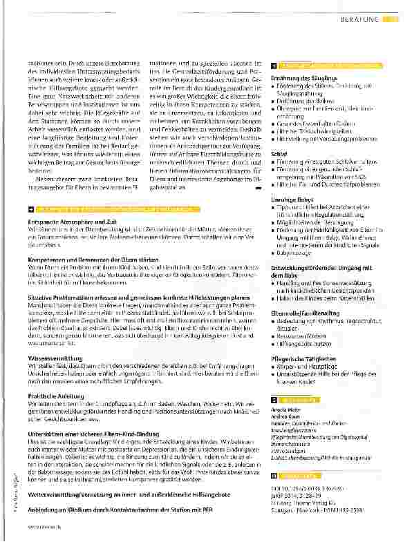 Vorschauseite 2: Pflegerische Eltern-Beratung am Olgahospital