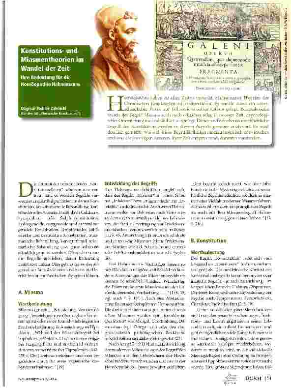 Vorschauseite 1: Konstitutionsund MiasmenTheorien im Wandel der ZeitIhre Bedeutung für die Homöopathie Hahnemanns