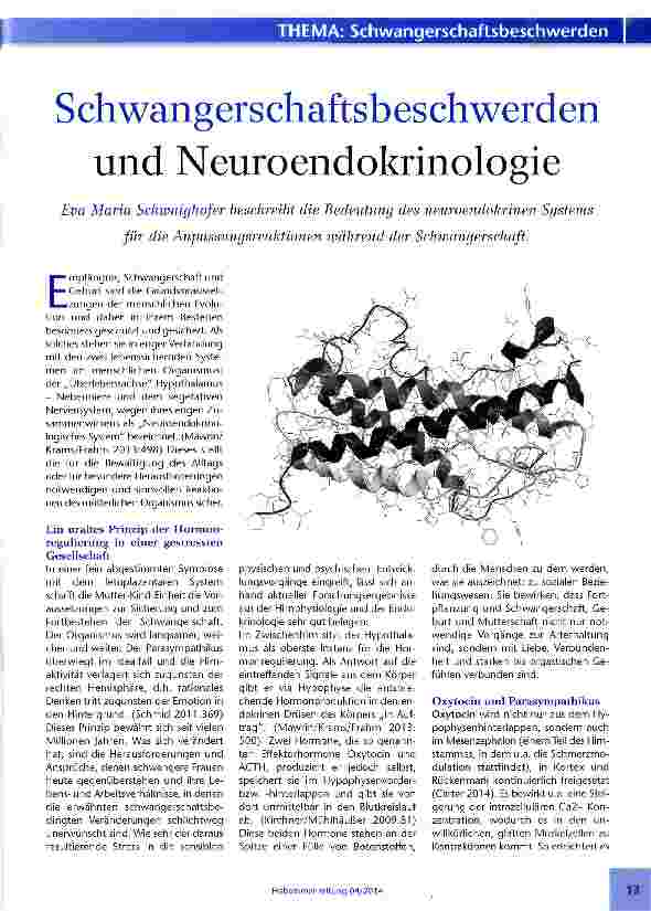 Vorschauseite 1: Schwangerschaftsbeschwerden und Neuroendokrinologie