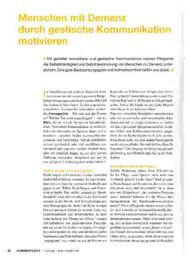 Vorschauseite 1: Menschen mit Demenz durch gestische Kommunikation motivieren