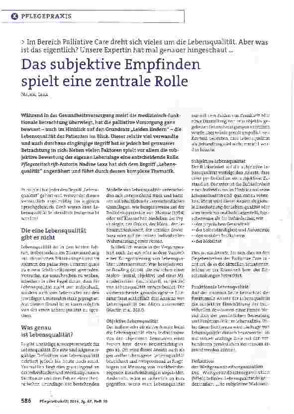Vorschauseite 1: Das subjektive Empfinden spielt eine zentrale Rolle