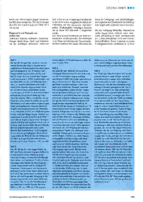 Vorschauseite 3: Bilateraler Visusverlust bei der Arteriitis temporalis eine vermeidbare Komplikation?Beobachtungen an 23 Patienten