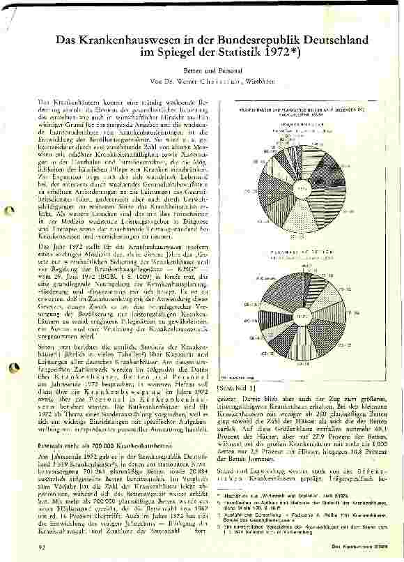 Vorschauseite 1: Das Krankenhauswesen in der BRD im Spiegel der Statistik 1972