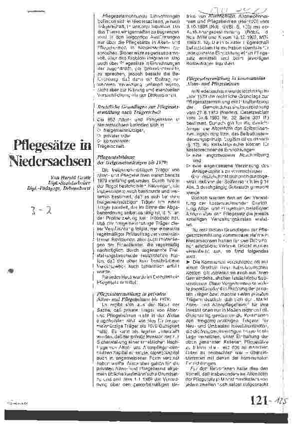 Vorschauseite 1: Pflegesätze in Niedersachsen