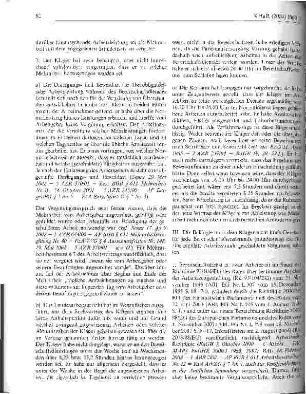 Vorschauseite 4: Vergütung für geleistete Bereitschaftsdienste eines ArztesBundesarbeitsgericht, Urteil vom 28. Januar 2004 - 5 AZR 530/02 -