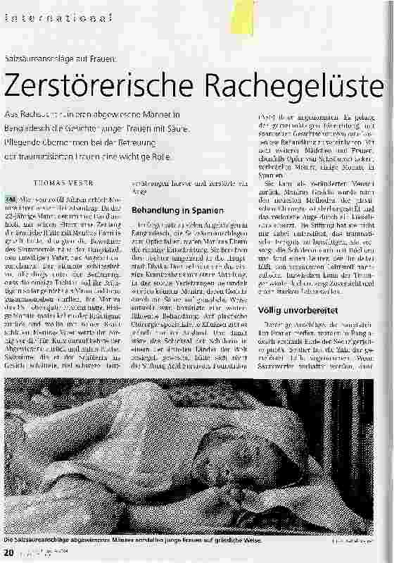 Vorschauseite 1: Zerstörerische Rachegelüste - Salzsäureanschläge auf Frauen: