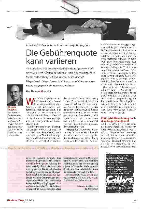 Vorschauseite 1: Die Gebührenquote kann variierenArbeitsrecht: Das neue Rechtsanwaltsvergütungsgesetz