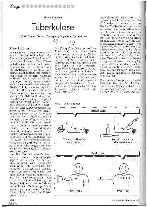 Vorschauseite 1: Tuberkulose 2. Teil: Tuberkulintest, Therapie, pflegerische Maßnahmen