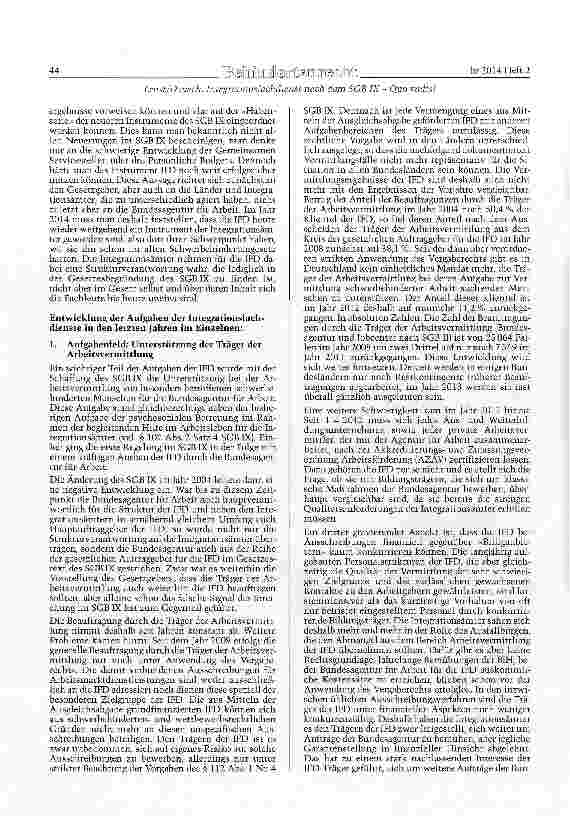 Vorschauseite 2: Integrationsfachdienst nach dem SGB IX -Quovadis?