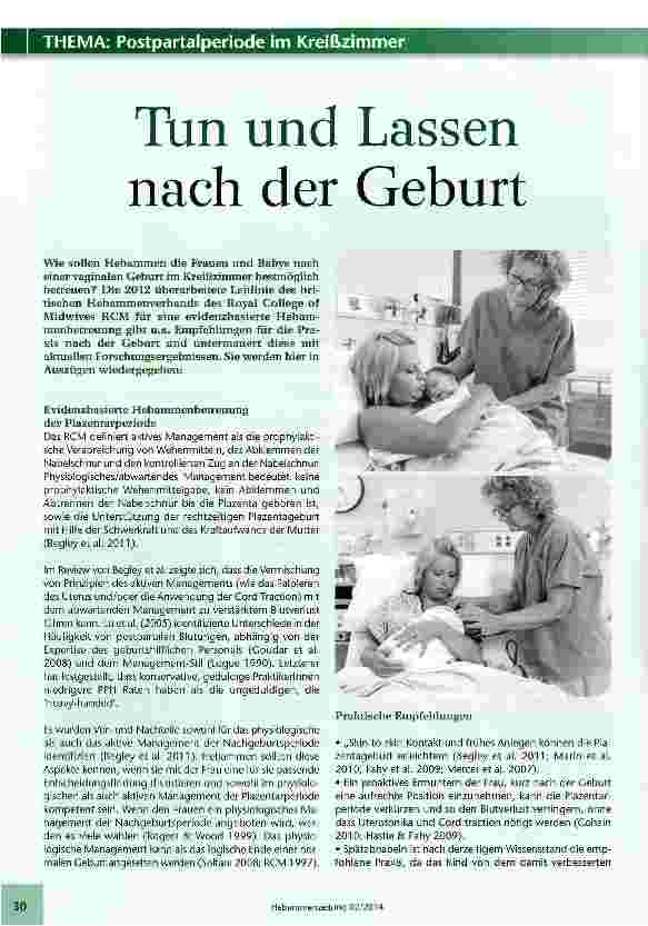 Vorschauseite 1: Postpartalperiode im KreißzimmerTun und Lassen nach der Geburt