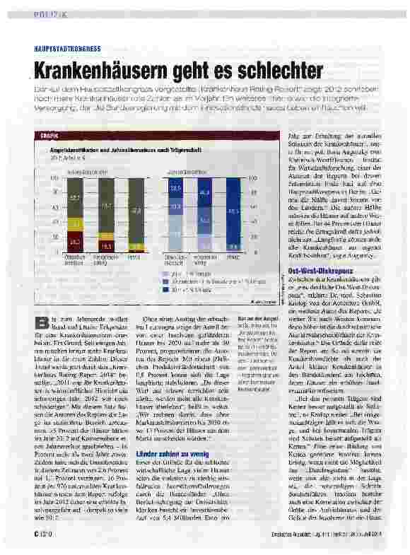 Vorschauseite 1: Krankenhäusern geht es schlechter