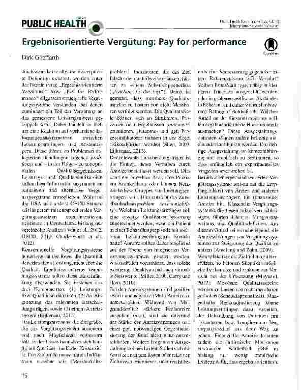 Vorschauseite 1: Ergebnisorientierte Vergütung: Pay for Performance