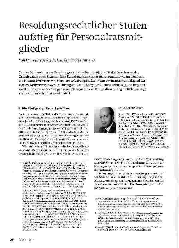 Vorschauseite 1: Besoldungsrechtlicher Stufenaufstieg für Personalratsmitglieder