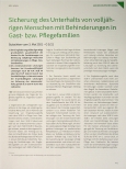 Vorschauseite 1: Sicherung des Unterhalts von volljährigen Menschen mit Behinderungen in Gastbzw. Pflegefamilien
