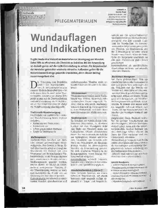Vorschauseite 1: Wundauflagen und Indikationen