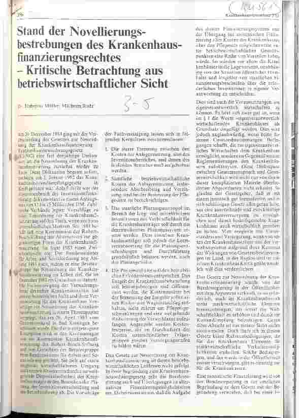 Vorschauseite 1: Stand der Novellierungsbestrebungen des Krankenhausfinanzierungsrechts - Kritische Betrachtung aus betriebswirtschaftlicher Sicht