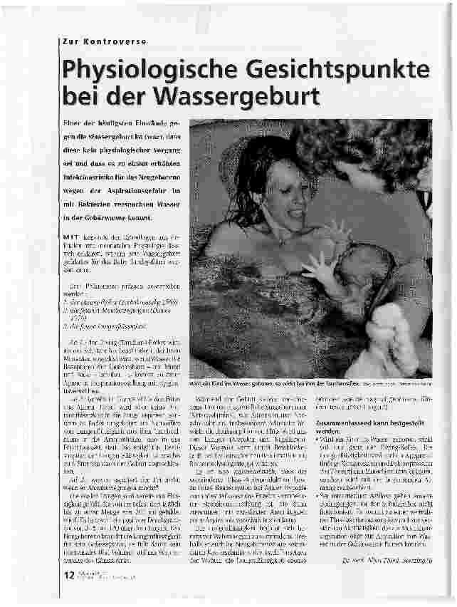 Vorschauseite 1: Physiologische Gesichtspunkte bei der Wassergeburt