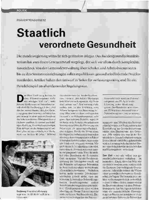 Vorschauseite 1: Staatlich verordnete Gesundheit