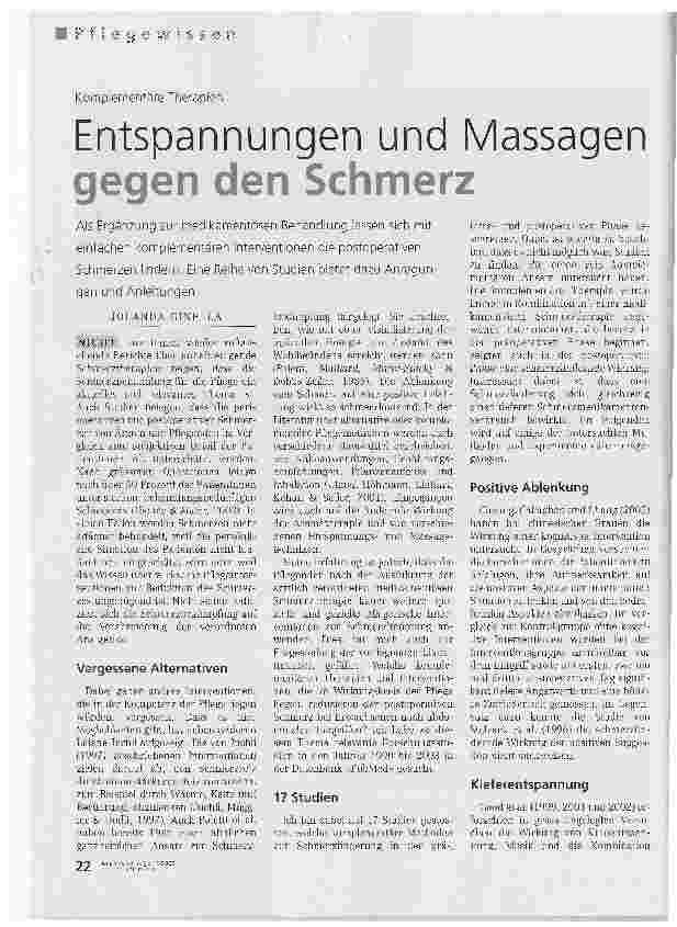 Vorschauseite 1: Komplementäre TherapienEntspannungen und Massagen gegen den Schmerz