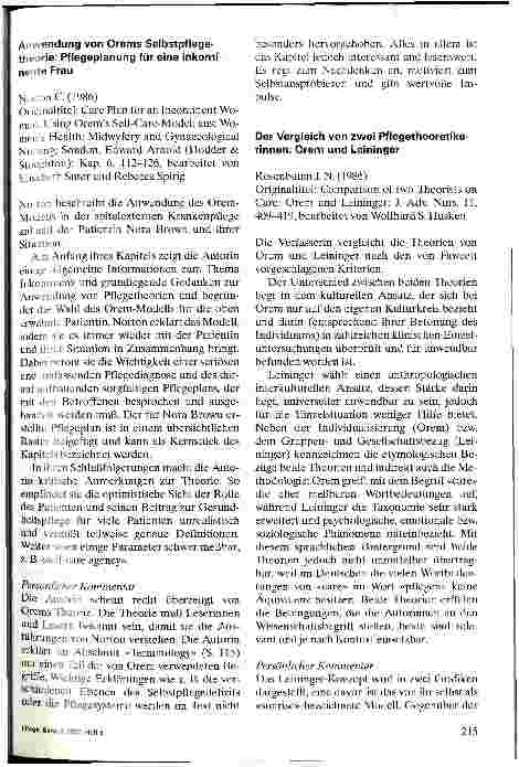 Vorschauseite 3: Bibliographien zur Pflegetheorie von Dorothea Orem