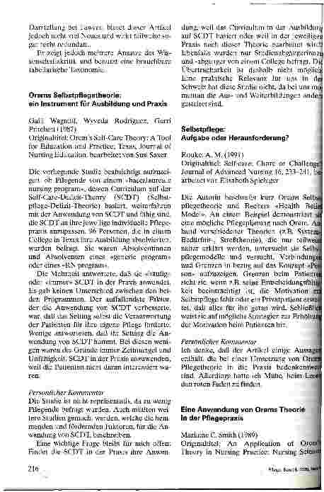 Vorschauseite 4: Bibliographien zur Pflegetheorie von Dorothea Orem