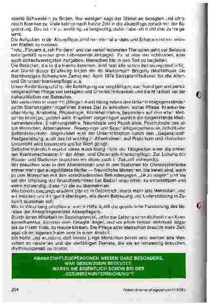 Vorschauseite 2: Krankenpflege in Altersheimen und Chronisch-Krankenstationen?