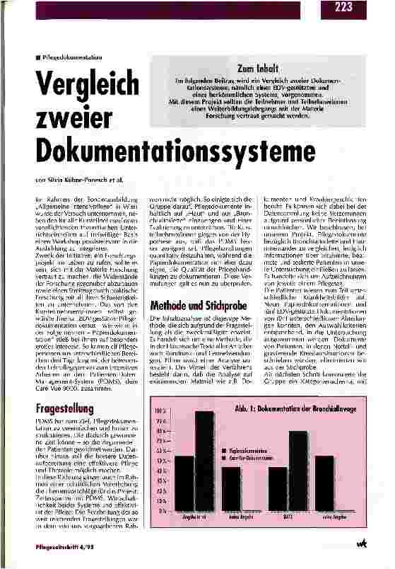 Vorschauseite 1: Vergleich zweier Dokumentationssysteme Pflegedokumentation