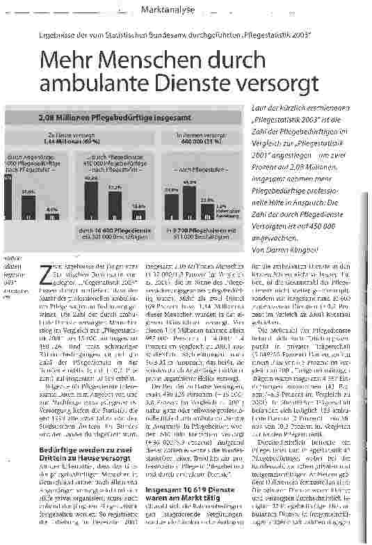 Vorschauseite 1: Mehr Menschen durch ambulante Dienste versorgt