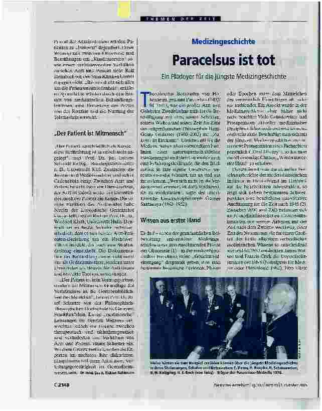 Vorschauseite 1: Paracelsus ist totEin Plädoyer für die jüngste Medizingeschichte