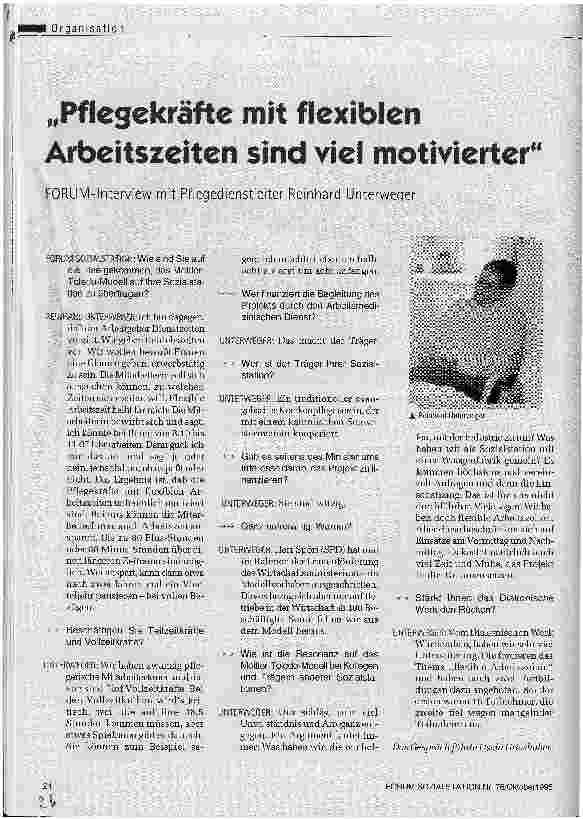 Vorschauseite 1: Pflegekräfte mit flexiblen Arbeitszeiten sind viel motivierter