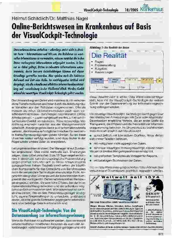 Vorschauseite 1: Online-Berichtswesen im Krankenhaus auf Basis der VisualCockpit-Technologie
