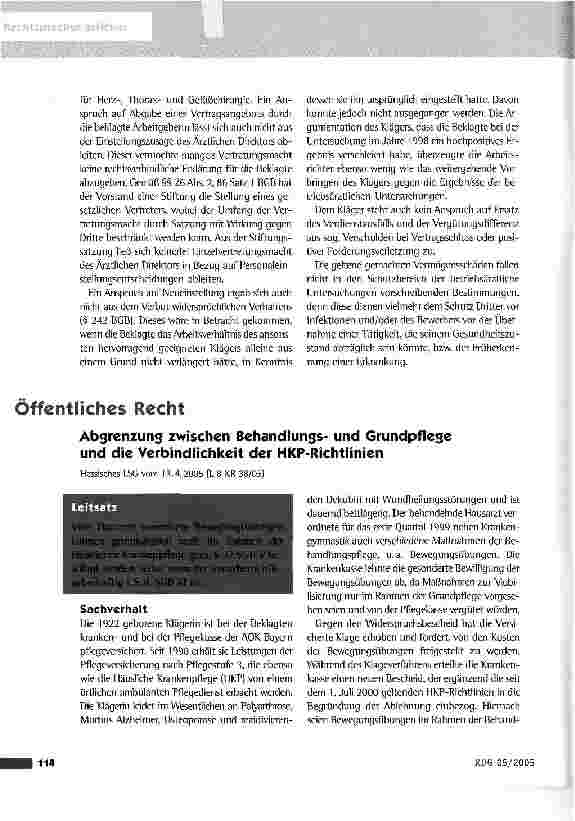 Vorschauseite 1: Abgrenzung zwischen Behandlungsund Grundpflege und die Verbindlichkeit der HKP-Richtlinien
