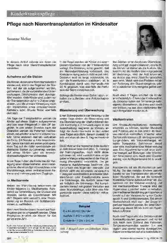Vorschauseite 1: Pflege nach Nierentransplantation im Kindesalter
