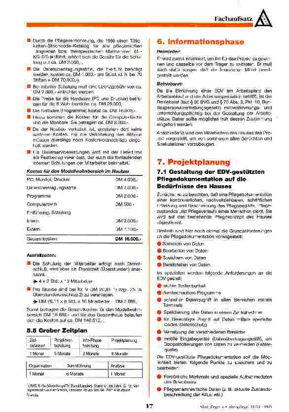 Vorschauseite 4: Einführung einer EDV-gestützten Pflegedokumentation in einem Altenheim - ein Aufriß -