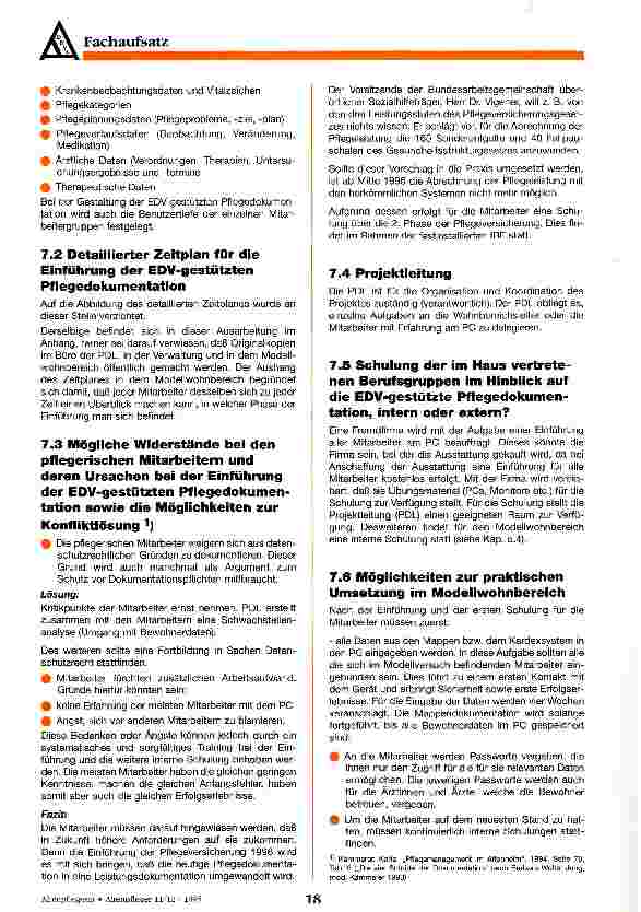 Vorschauseite 5: Einführung einer EDV-gestützten Pflegedokumentation in einem Altenheim - ein Aufriß -
