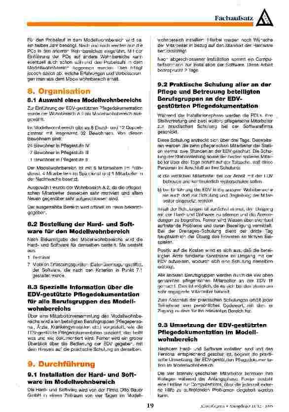 Vorschauseite 6: Einführung einer EDV-gestützten Pflegedokumentation in einem Altenheim - ein Aufriß -