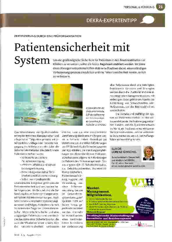 Vorschauseite 1: Patientensicherheit mit System