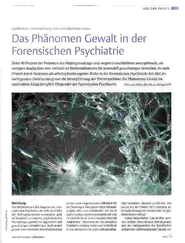 Vorschauseite 1: Das Phänomen Gewalt in der Forensischen Psychiatrie
