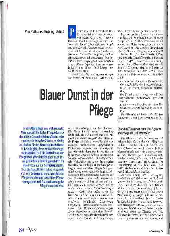Vorschauseite 1: Blauer Dunst in der Pflege
