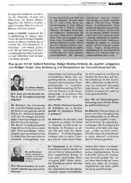Vorschauseite 2: Initiative GesundheitswirtschaftAllen Bürgern soll es besser gehen. Gute Medizin zu günstigen Preisen ist möglich.